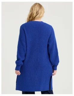 Taking Shape Cotton Blend Pocket Rib Cardigan Blue