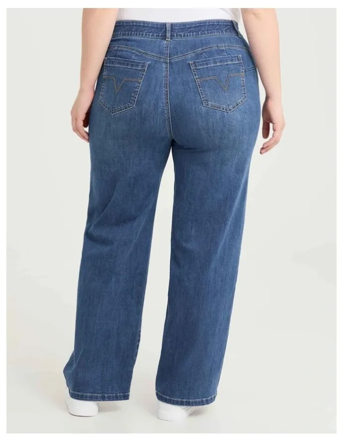 Taking Shape Cotton Sculpting Wide Leg Jean Mid Blue