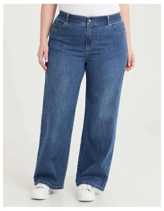 Taking Shape Cotton Sculpting Wide Leg Jean Mid Blue