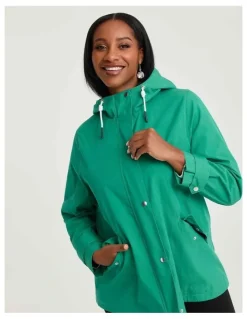 Taking Shape Hooded Stripe Lined Jacket Verdant Green