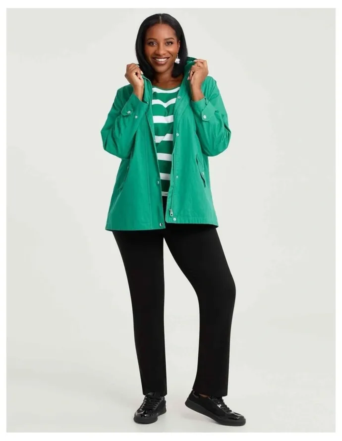 Taking Shape Hooded Stripe Lined Jacket Verdant Green