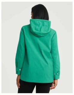 Taking Shape Hooded Stripe Lined Jacket Verdant Green
