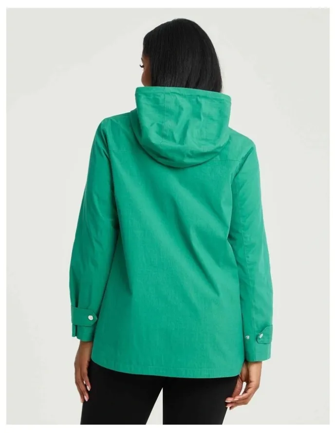 Taking Shape Hooded Stripe Lined Jacket Verdant Green