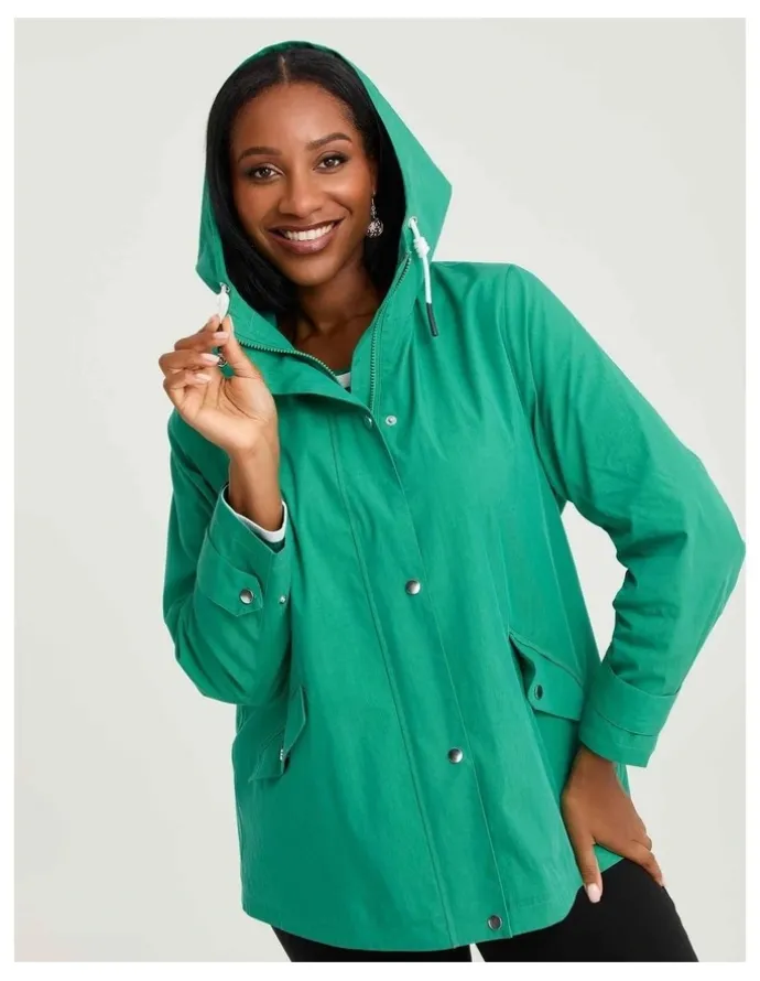 Taking Shape Hooded Stripe Lined Jacket Verdant Green