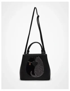 Taking Shape Kissing Cats Shoulder Bag Black/White