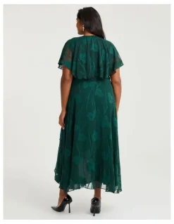 Taking Shape Livia Floral Jacquard Wrap Dress Deep Emerald