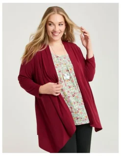 Taking Shape Luna Drape Cardigan Cranberry