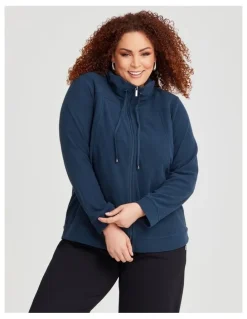 Taking Shape Polar Fleece Zip Front Jacket in Navy