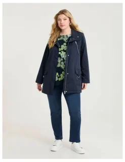 Taking Shape Relaxed Metal Trim Detail Jacket in Navy