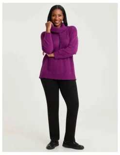 Taking Shape Roll Neck Pocket Detail Jumper Vivid Viola