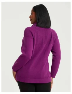 Taking Shape Roll Neck Pocket Detail Jumper Vivid Viola