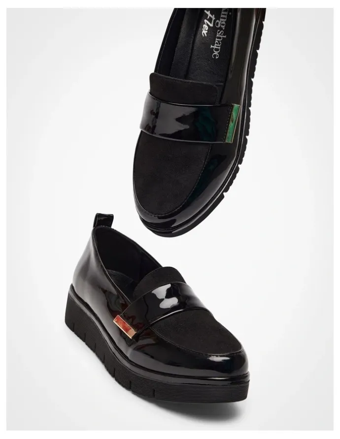 Taking Shape Trim Wedge Loafer in Black