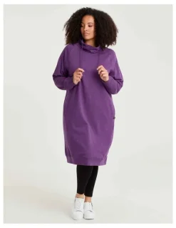 Taking Shape Zip Collar Sweat Dress Mulberry Purple