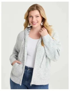 Taking Shape Zip Through Hooded Cardigan Heather Grey