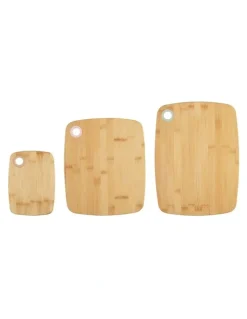 The Cooks Collective Bamboo Chopping Boards with Silicone Ring - Set of 3
