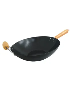 The Cooks Collective 35cm Non-Stick Carbon Steel Wok with Helper Handle