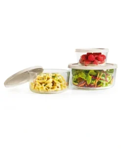 The Cooks Collective Round Glass Food Storage Containers Set of 3