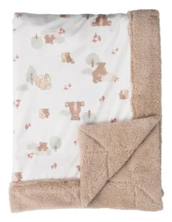 The Little Linen Company Bushland Bear Snuggle Blanket in Multi