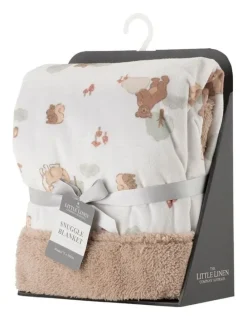 The Little Linen Company Bushland Bear Snuggle Blanket in Multi