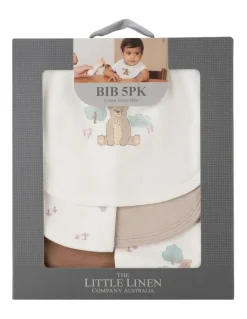 The Little Linen Company Bushland Bear Jersey Bib 5 Pack in Multi