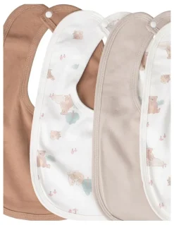 The Little Linen Company Bushland Bear Jersey Bib 5 Pack in Multi