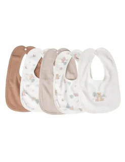 The Little Linen Company Bushland Bear Jersey Bib 5 Pack in Multi