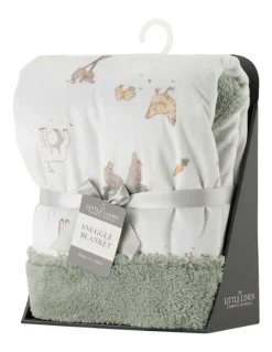 The Little Linen Company Farmyard Lamb Snuggle Blanket in Green
