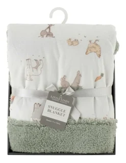 The Little Linen Company Farmyard Lamb Snuggle Blanket in Green