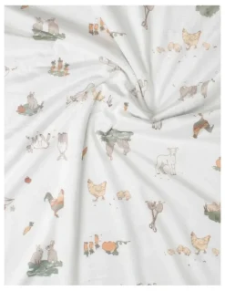 The Little Linen Company Farmyard Lamb Snuggle Blanket in Green