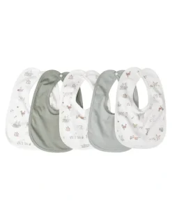 The Little Linen Company Farmyard Lamb Jersey Bib 5 Pack in Multi