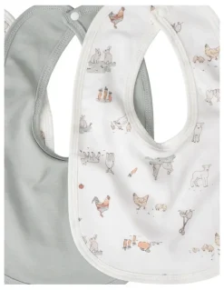 The Little Linen Company Farmyard Lamb Jersey Bib 5 Pack in Multi