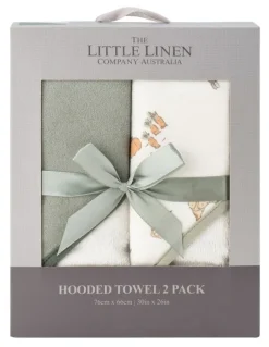 The Little Linen Company Farmyard Lamb Hooded Towel 2 Pack in Green