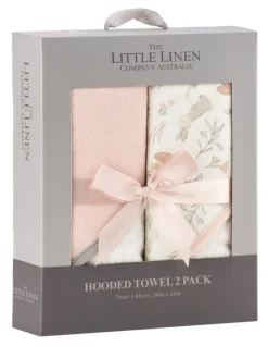 The Little Linen Company Harvest Bunny Hooded Towel 2 Pack in Pink