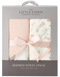The Little Linen Company Harvest Bunny Hooded Towel 2 Pack in Pink