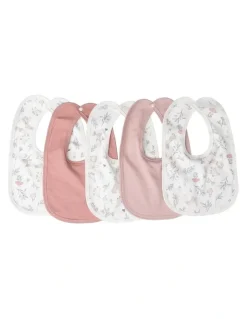 The Little Linen Company Jersey Bib 5 Pack in Pink