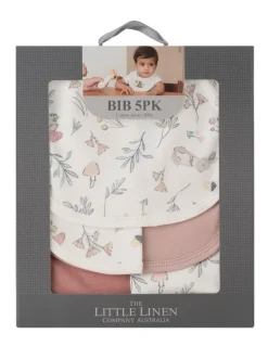 The Little Linen Company Jersey Bib 5 Pack in Pink
