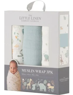 The Little Linen Company Muslin Wraps Pack of 3 in Savanna Giraffe
