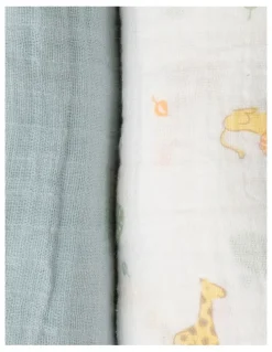 The Little Linen Company Muslin Wraps Pack of 3 in Savanna Giraffe