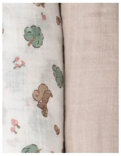 The Little Linen Company Muslin Wraps Pack of 3 in Bushland Bear