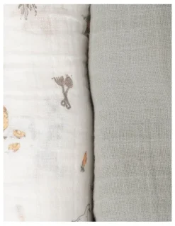 The Little Linen Company Muslin Wraps Pack of 3 in Farmyard Lamb