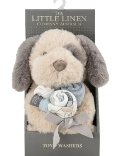 The Little Linen Company Plush Toy & Washers Barklife Dog in Blue