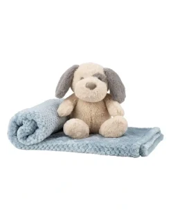 The Little Linen Company Plush Toy & Blanket Barklife Dog in Blue