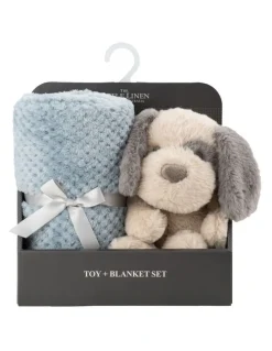 The Little Linen Company Plush Toy & Blanket Barklife Dog in Blue