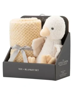 The Little Linen Company Plush Toy & Blanket in Fuzzy Duck