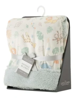 The Little Linen Company Savanna Giraffe Snuggle Blanket in Multi