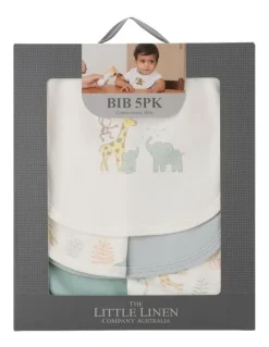 The Little Linen Company Savanna Giraffe Jersey Bib 5 Pack in Multi
