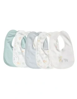 The Little Linen Company Savanna Giraffe Jersey Bib 5 Pack in Multi