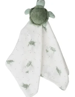 The Little Linen Company Terry The Turtle Lovie Comforter in Green