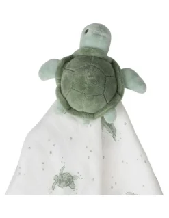 The Little Linen Company Terry The Turtle Lovie Comforter in Green