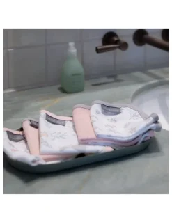 The Little Linen Company Towelling Wash Cloth Harvest Bunny 6 Pack in Pink